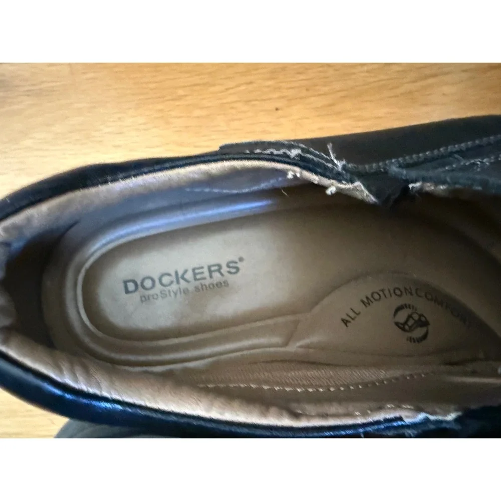Dockers‎ ProStyle Mens Black Leather Slip On Loafers Square Toe 10.5M 90-29034